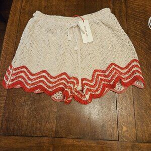 Solitaire Boho Crochet Shorts NWT. Asymmetric Chevron Hem Size L